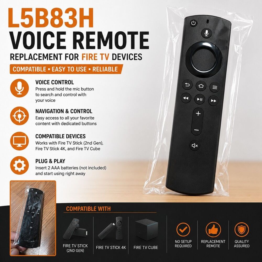L5B83H Voice Remote Replacement for Fire TV Stick 2nd Gen 4K Cube